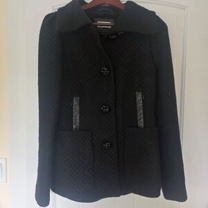 Mackage Vintage Wool And Leather Peacoat Coat Size M Medium Herringbone Victoria